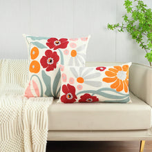 1pc, Flower Embroidery Pillow Cover Without Filler, Modern Canvas Decorative Throw Pillow Case For Living Room, Home Decor