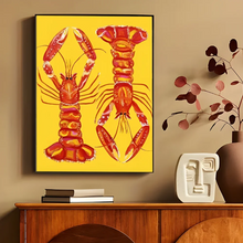 Colorful Sardine Lobster Fish Ocean Animal  Self-adhesive Art Poster Retro Kraft Paper Sticker DIY Room Bar Cafe Stickers