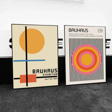 Bauhaus Geometric Exhibition Poster Self-adhesive Art Waterproof Paper Sticker Coffee House Bar Room Wall Decor