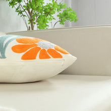 1pc, Flower Embroidery Pillow Cover Without Filler, Modern Canvas Decorative Throw Pillow Case For Living Room, Home Decor