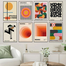 Bauhaus Geometric Exhibition Poster Self-adhesive Art Waterproof Paper Sticker Coffee House Bar Room Wall Decor