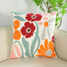1pc, Flower Embroidery Pillow Cover Without Filler, Modern Canvas Decorative Throw Pillow Case For Living Room, Home Decor