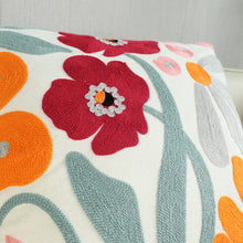 1pc, Flower Embroidery Pillow Cover Without Filler, Modern Canvas Decorative Throw Pillow Case For Living Room, Home Decor