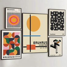 Bauhaus Geometric Exhibition Poster Self-adhesive Art Waterproof Paper Sticker Coffee House Bar Room Wall Decor